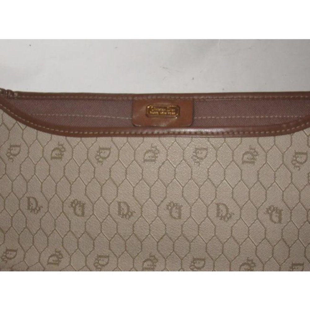 Vintage Dior Shades Of Brown Honeycomb Print Coated Canvas Clutch - Picture 11 of 12